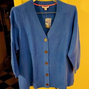 Royal Blue Cashmere Cardigan Size 2X, New with Tag